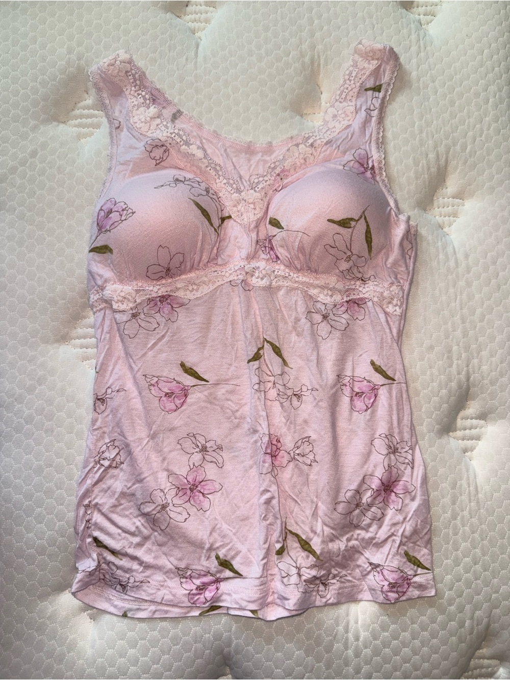 22. Chloe Light Pink Floral Lace-Trim Slip Camisole